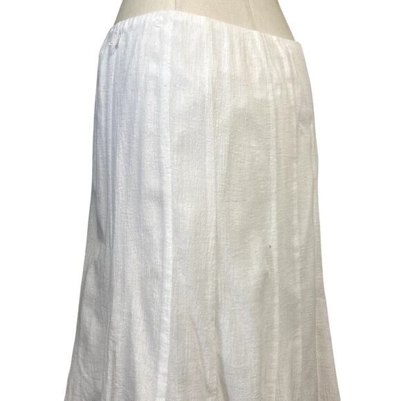 Y2K Dress Barn White Cotton Fairy Core Boho Whimsy Coquette Flare Fishtail Skirt - Picture 8 of 12